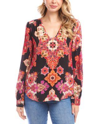 Printed Scoop Neck Top by KAREN KANE