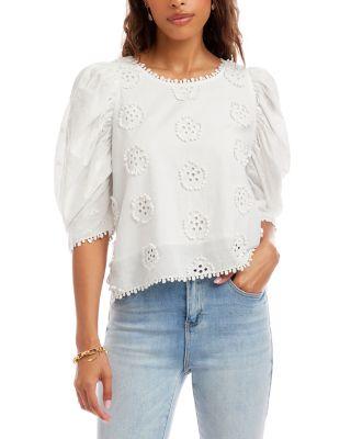 Puff Sleeve Embroidered Top by KAREN KANE