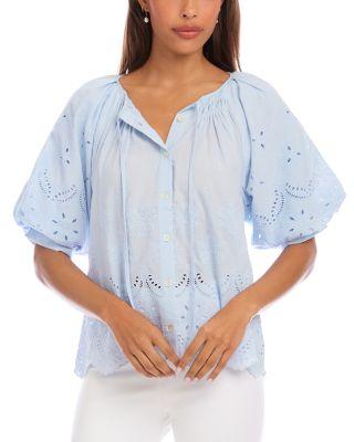 Puff Sleeve Embroidered Top by KAREN KANE