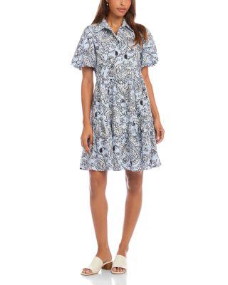 Puff Sleeve Tiered Shirtdress by KAREN KANE