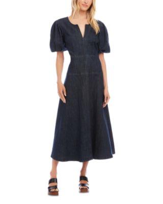 Puffed Sleeve Midi Dress by KAREN KANE
