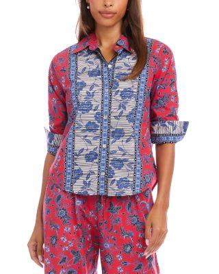 Ruched Sleeve Border Print Shirt by KAREN KANE