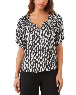 Satin Short Sleeve Peasant Top by KAREN KANE