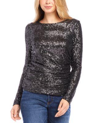 Side Shirred Sequin Top by KAREN KANE