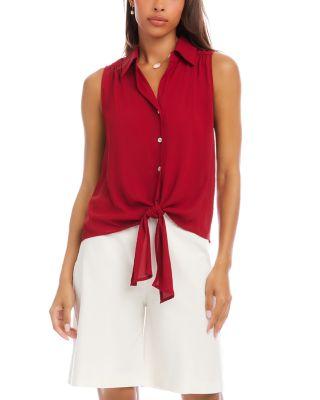 Sleeveless Tie Front Top by KAREN KANE