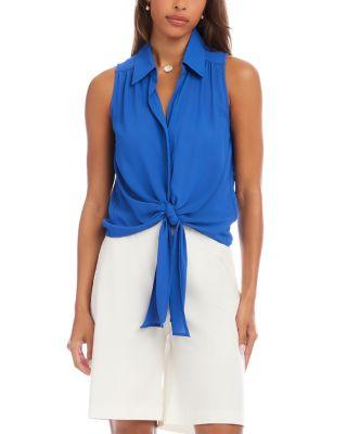 Sleeveless Tie Front Top by KAREN KANE