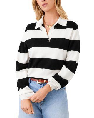 Stripe Collared Henley Sweater by KAREN KANE