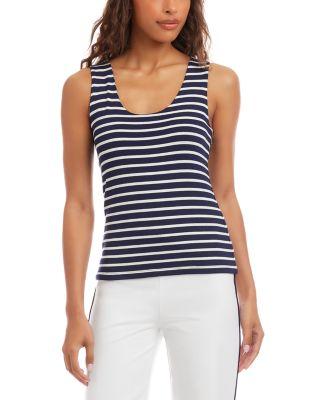 Stripe Scoop Neck Double Layer Tank by KAREN KANE