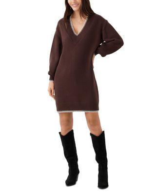 Varsity V Neck Sweater Dress by KAREN KANE