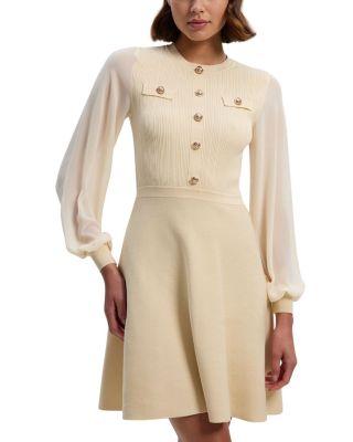 Chiffon Sleeve Military Mini Knit Dress by KAREN MILLEN
