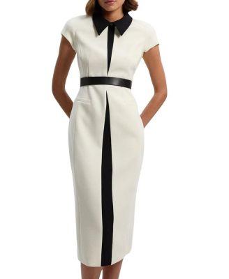 Contrast Collar Tailored Midi Dress by KAREN MILLEN