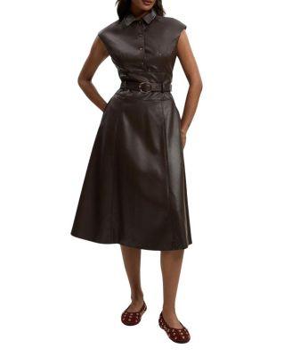Faux Leather Belted Midi Dress by KAREN MILLEN