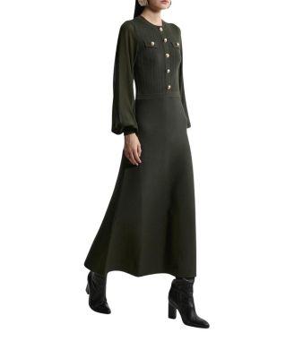 Military Trim Chiffon Sleeve Knit Dress by KAREN MILLEN