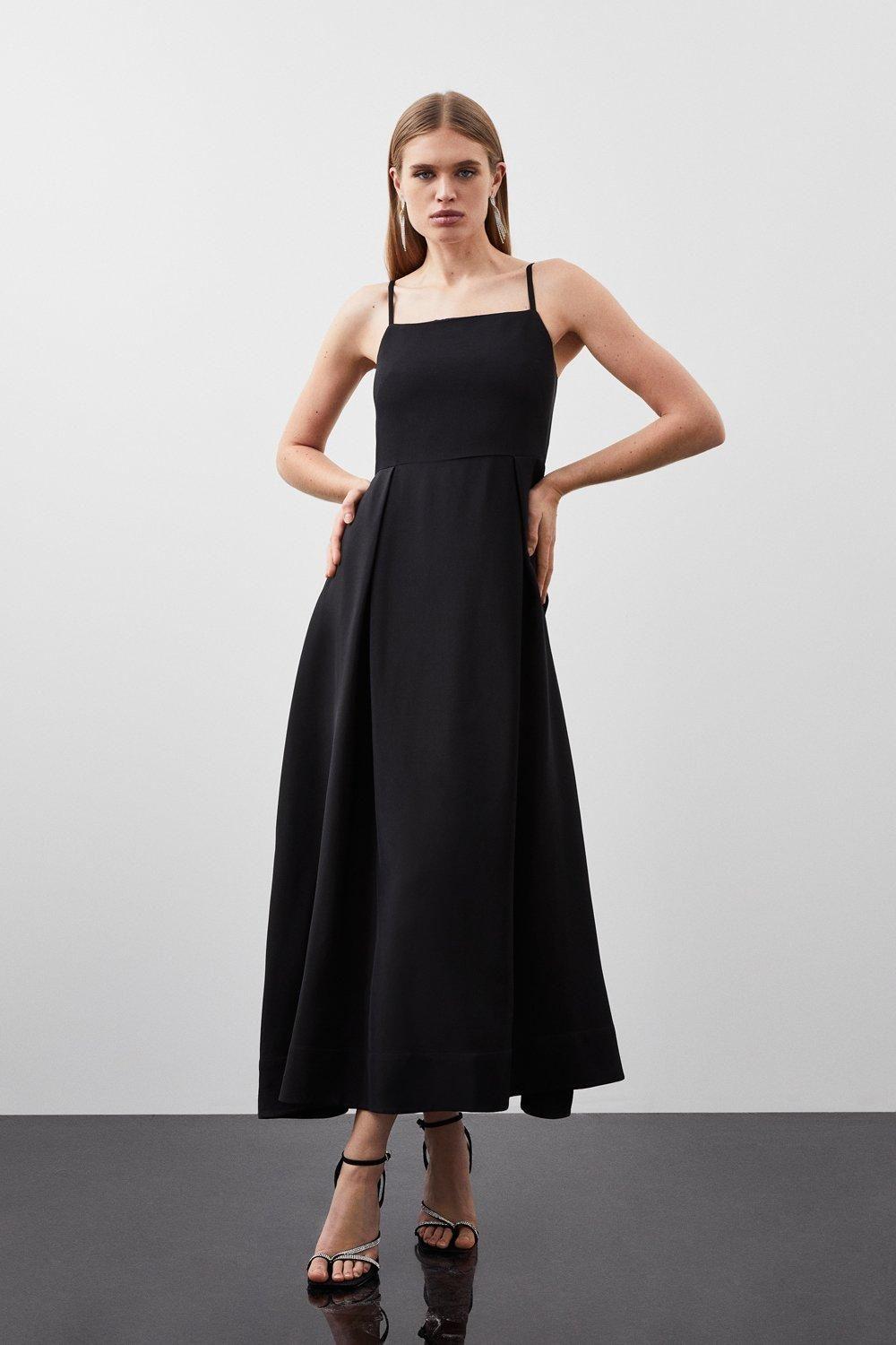 Polished Viscose Tailored Full Skirt Midi Dress by KAREN MILLEN