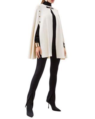 Popper Detail Knit Cape Coat by KAREN MILLEN