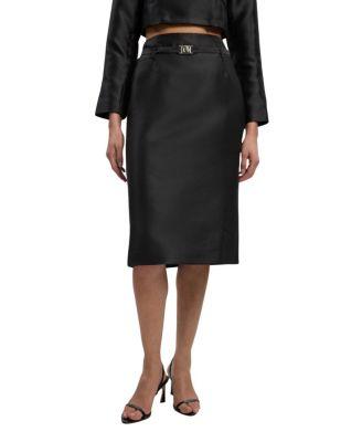 Satin Twill Belted Tailored Midi Skirt by KAREN MILLEN