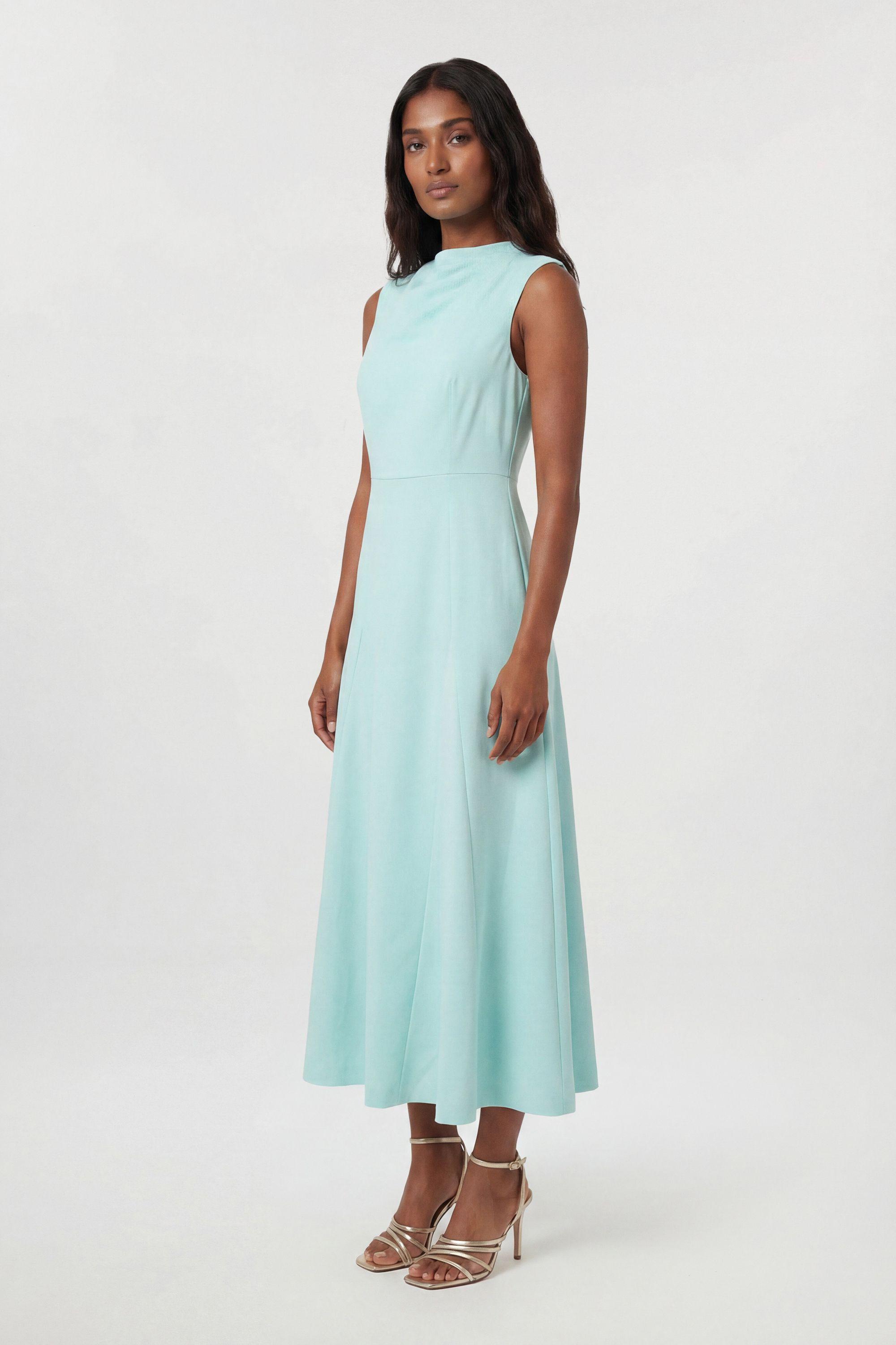 Tailored Satin Godet Full Skirted Midi Dress by KAREN MILLEN