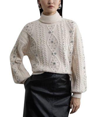Wool Blend Embellished Cable Knit Jumper by KAREN MILLEN
