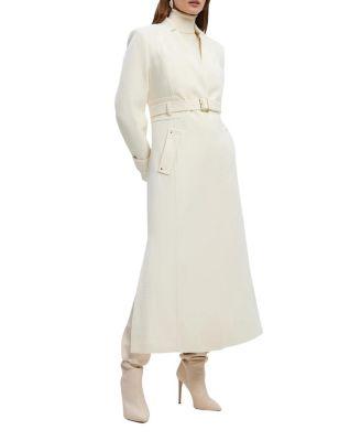Wool Notch Neck Belted Maxi Coat by KAREN MILLEN