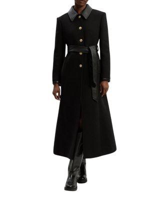 Wool Pu Mix Belted Tailored Maxi Coat by KAREN MILLEN