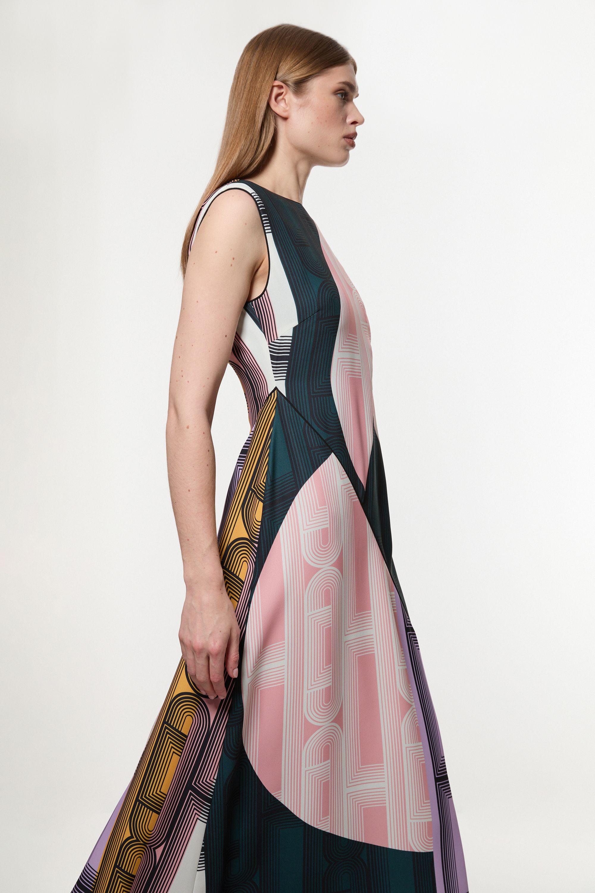 Amelia Graham Tall Soft Tailored Printed Full Midaxi Dress by KARENMILLEN