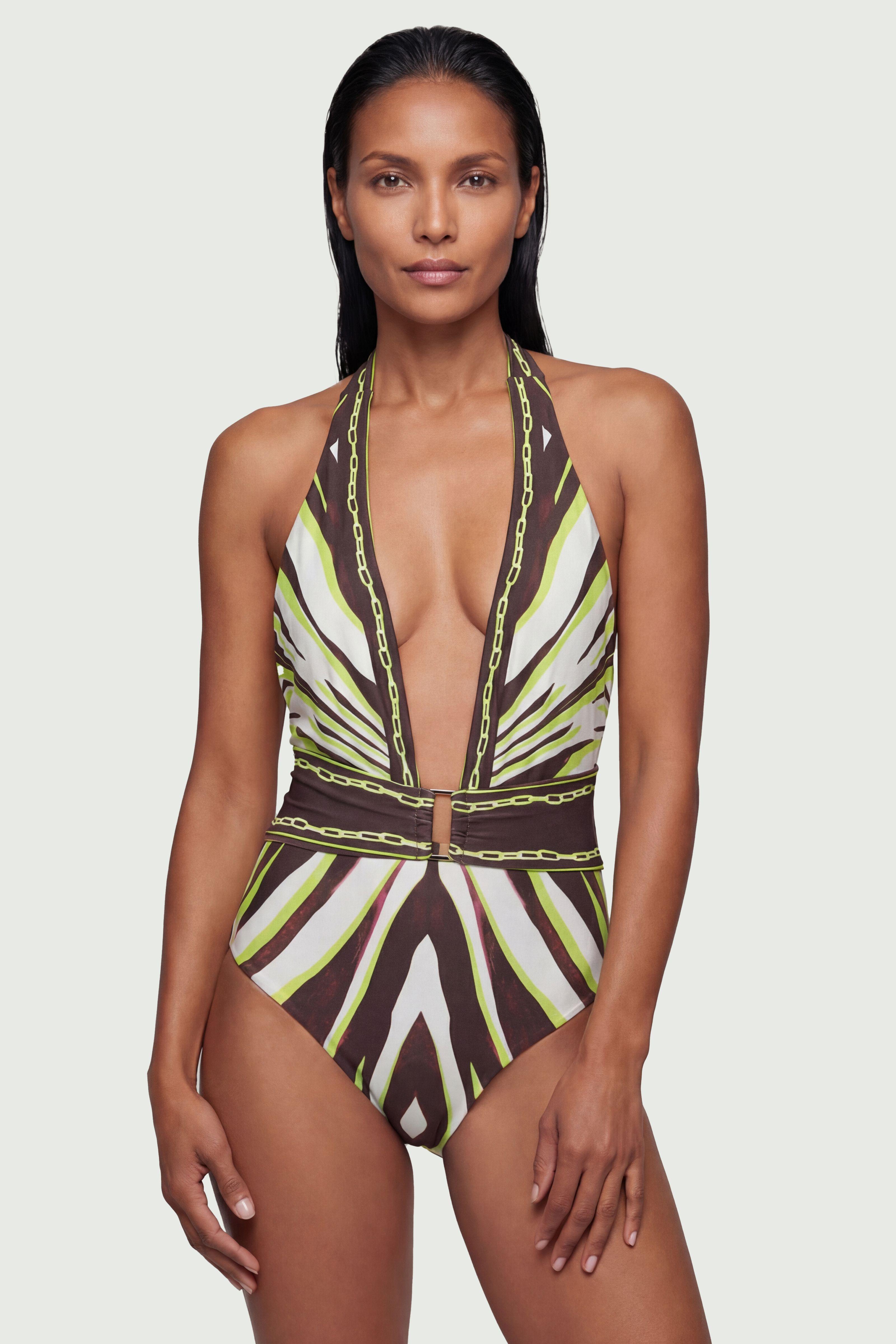 Animal Print Plunge Swimsuit by KARENMILLEN