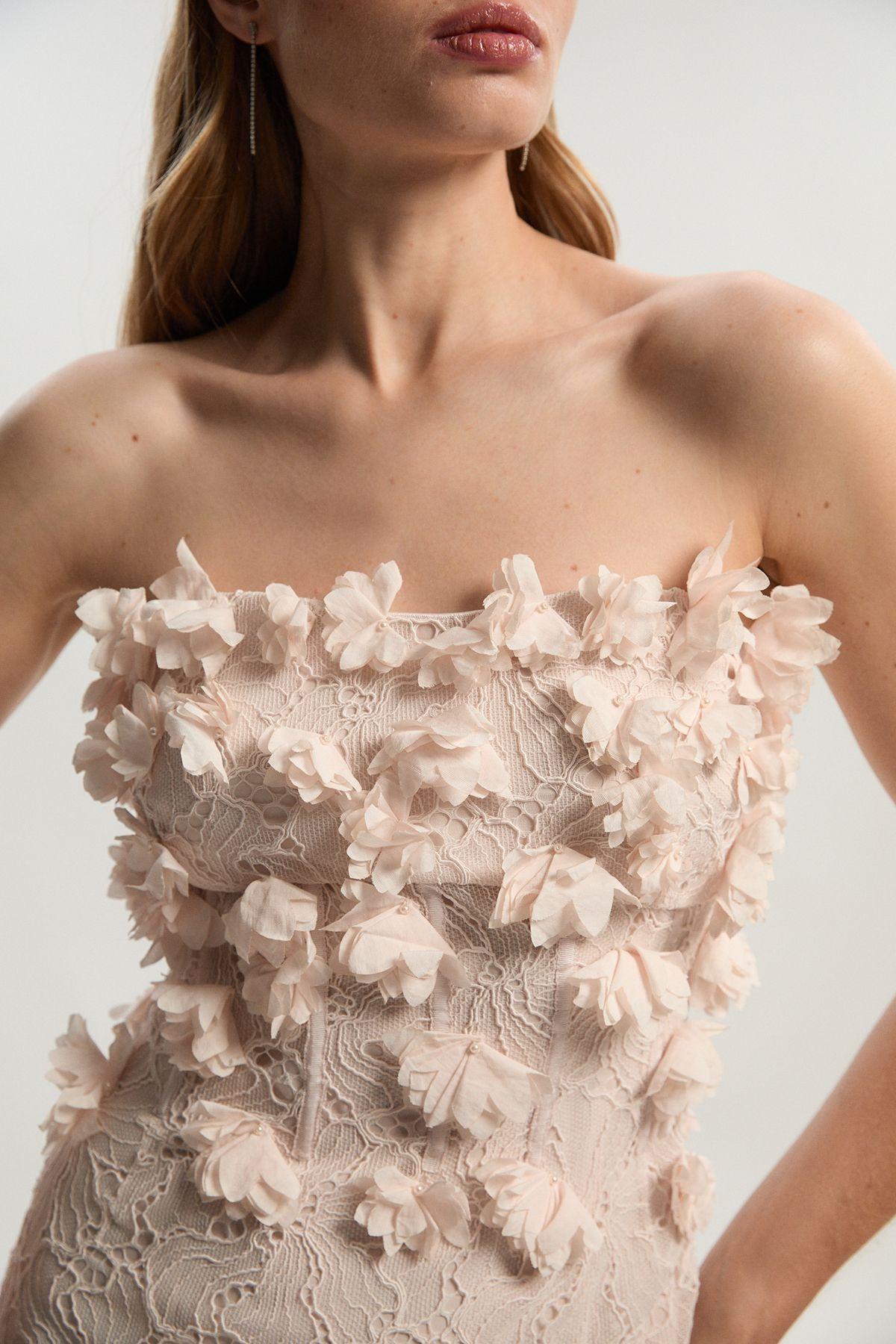Applique Lace Corset Woven Mini Dress by KARENMILLEN
