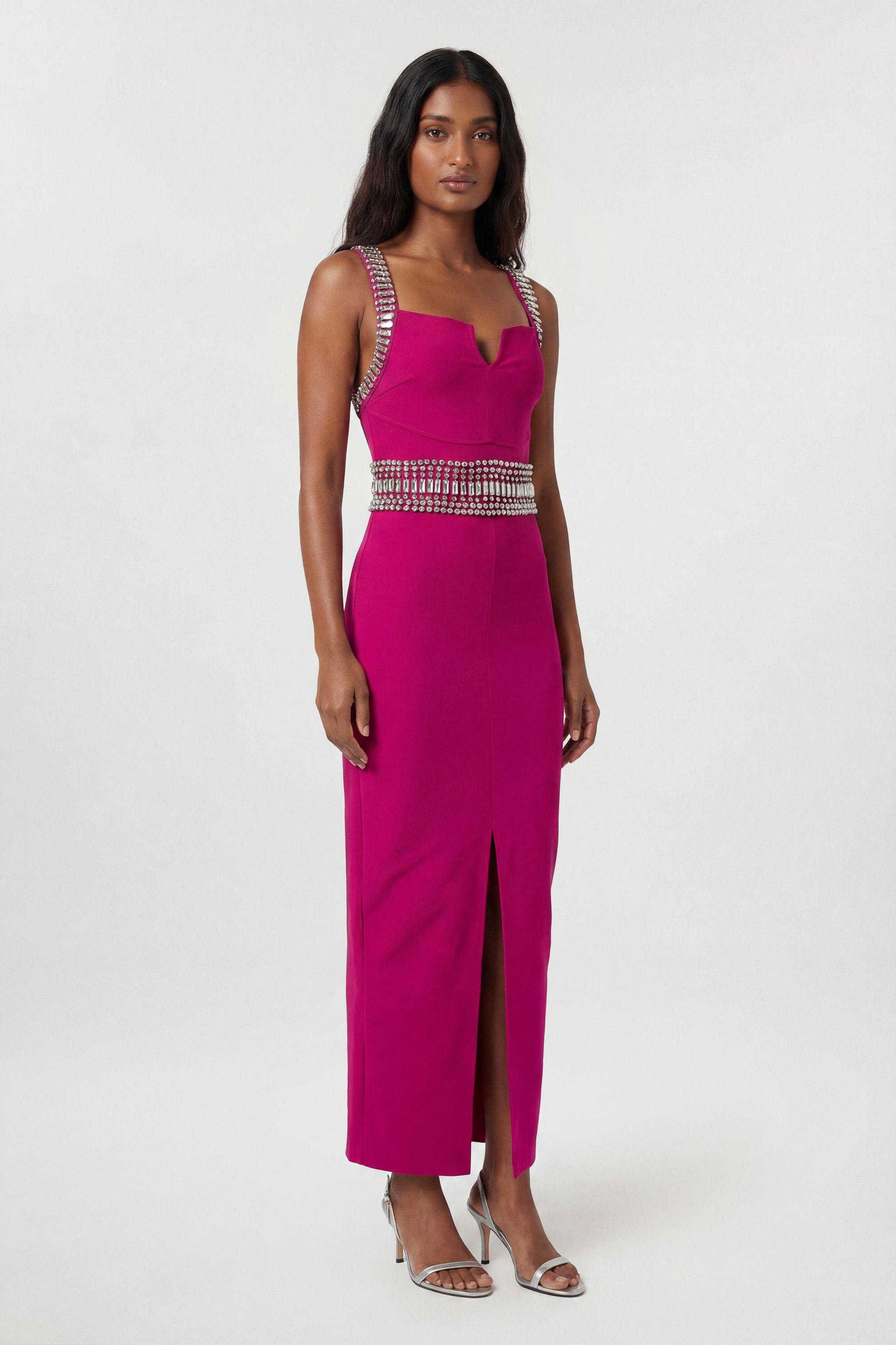 Bandage Figure Form Knit Embellished Maxi Dress by KARENMILLEN