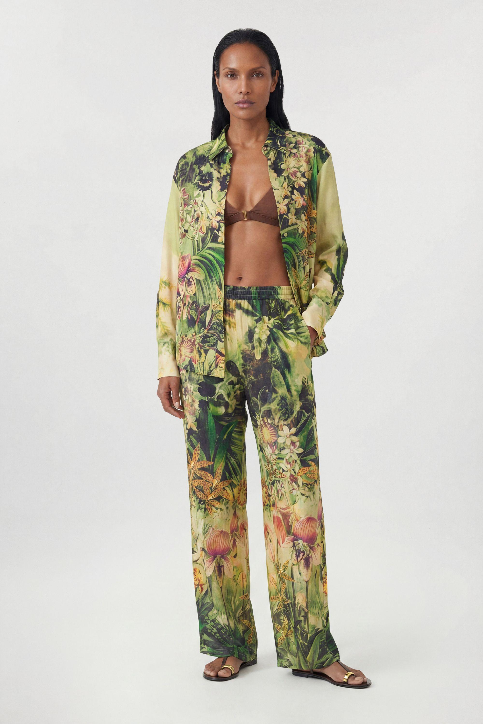 Beach Tropical Spun Viscose Cover Up Trouser by KARENMILLEN