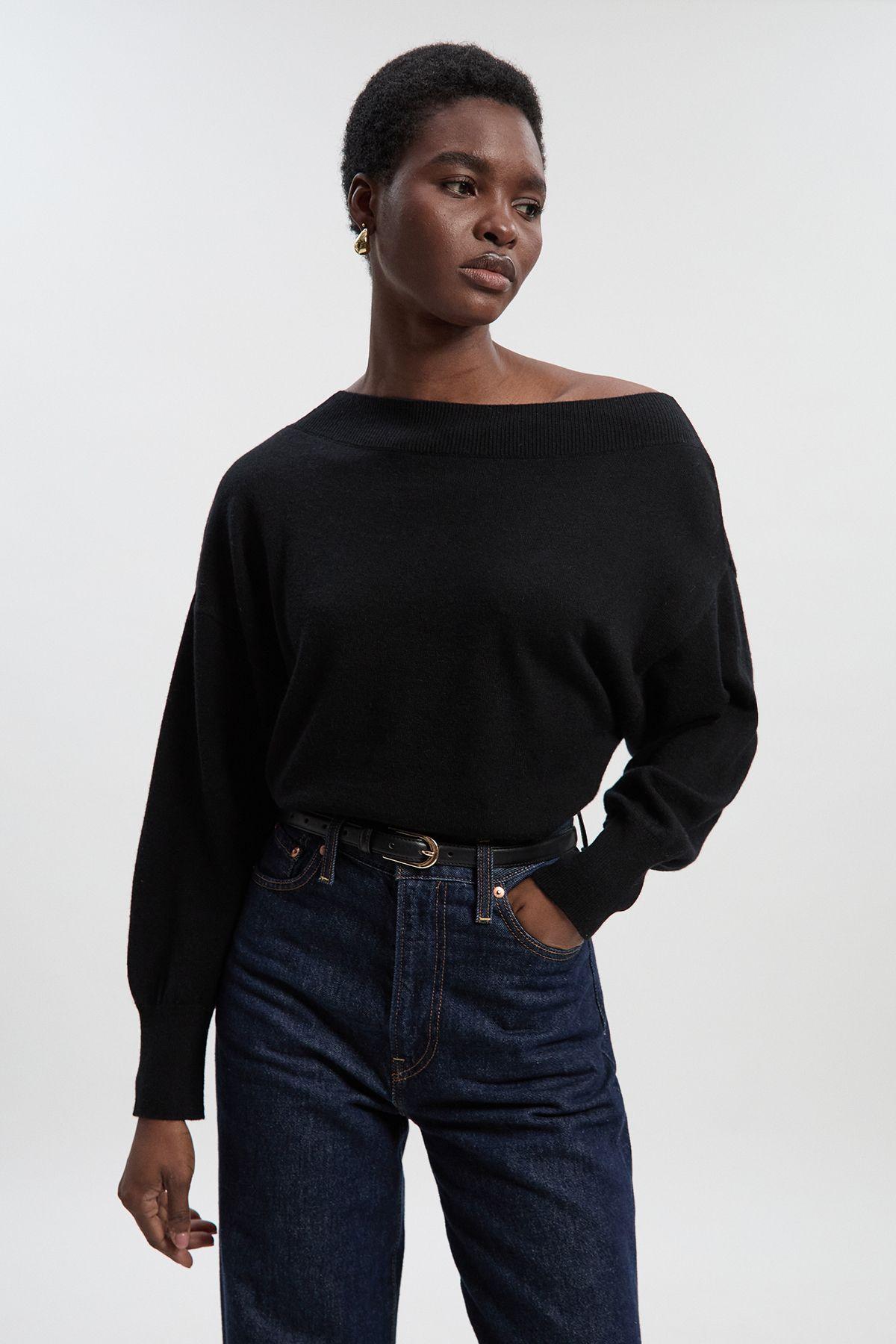 Cashmere Blend Off The Shoulder Knit Top by KARENMILLEN