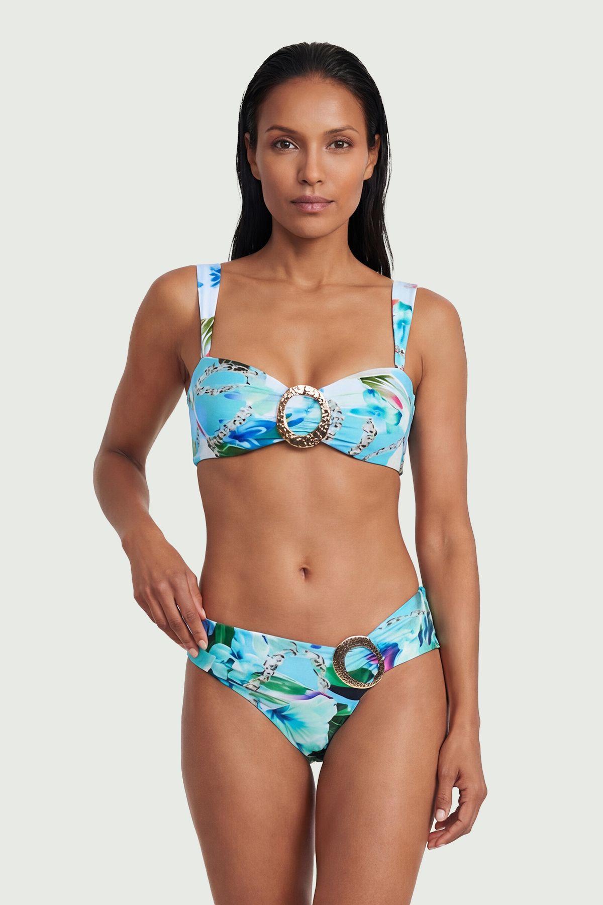 Chain Print Metal Trim Detail Bikini Bottoms by KARENMILLEN