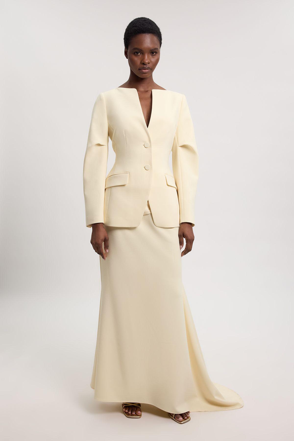 Compact Strech Waterfall Maxi Skirt by KARENMILLEN
