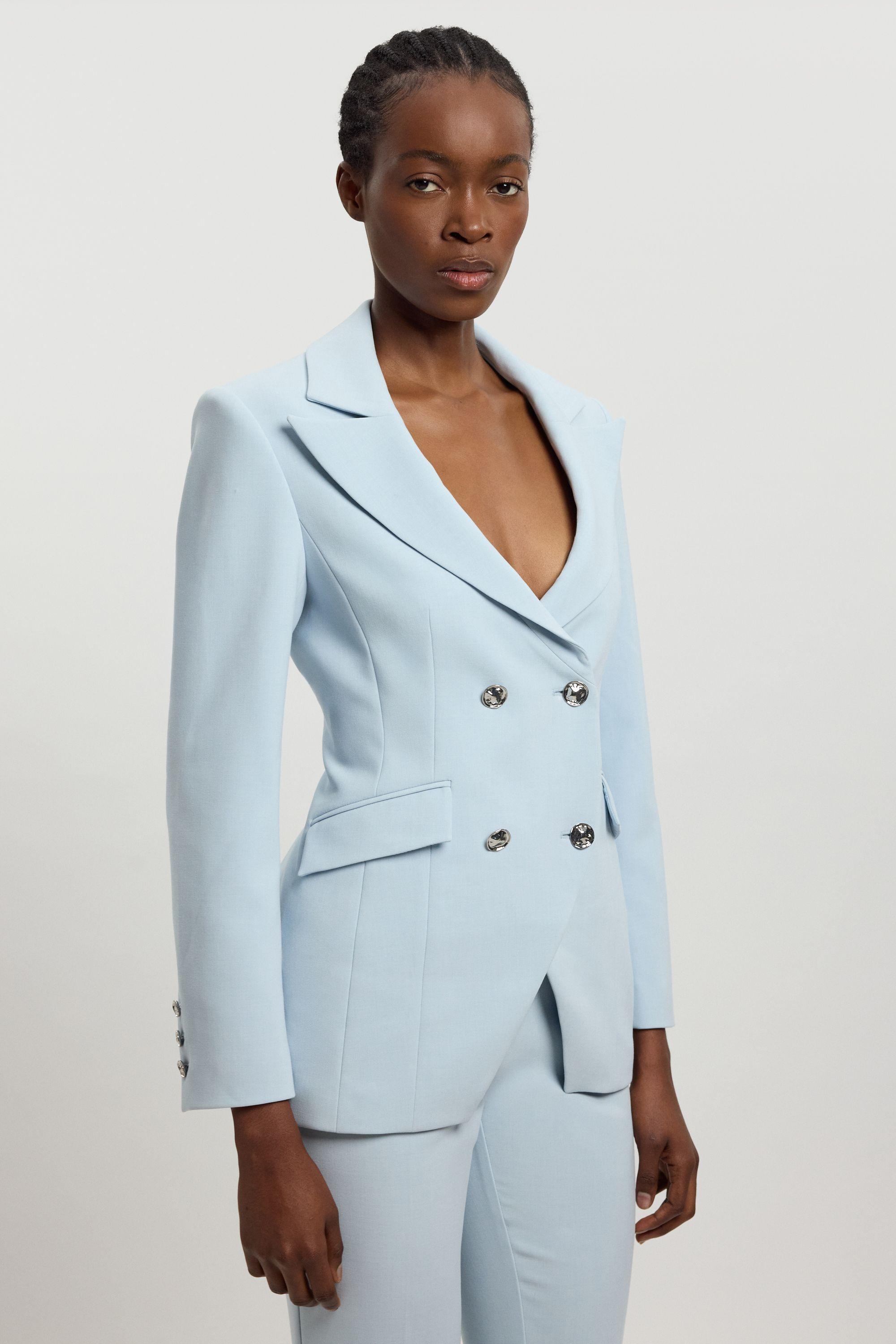 Compact Stretch Double Breasted Blazer by KARENMILLEN