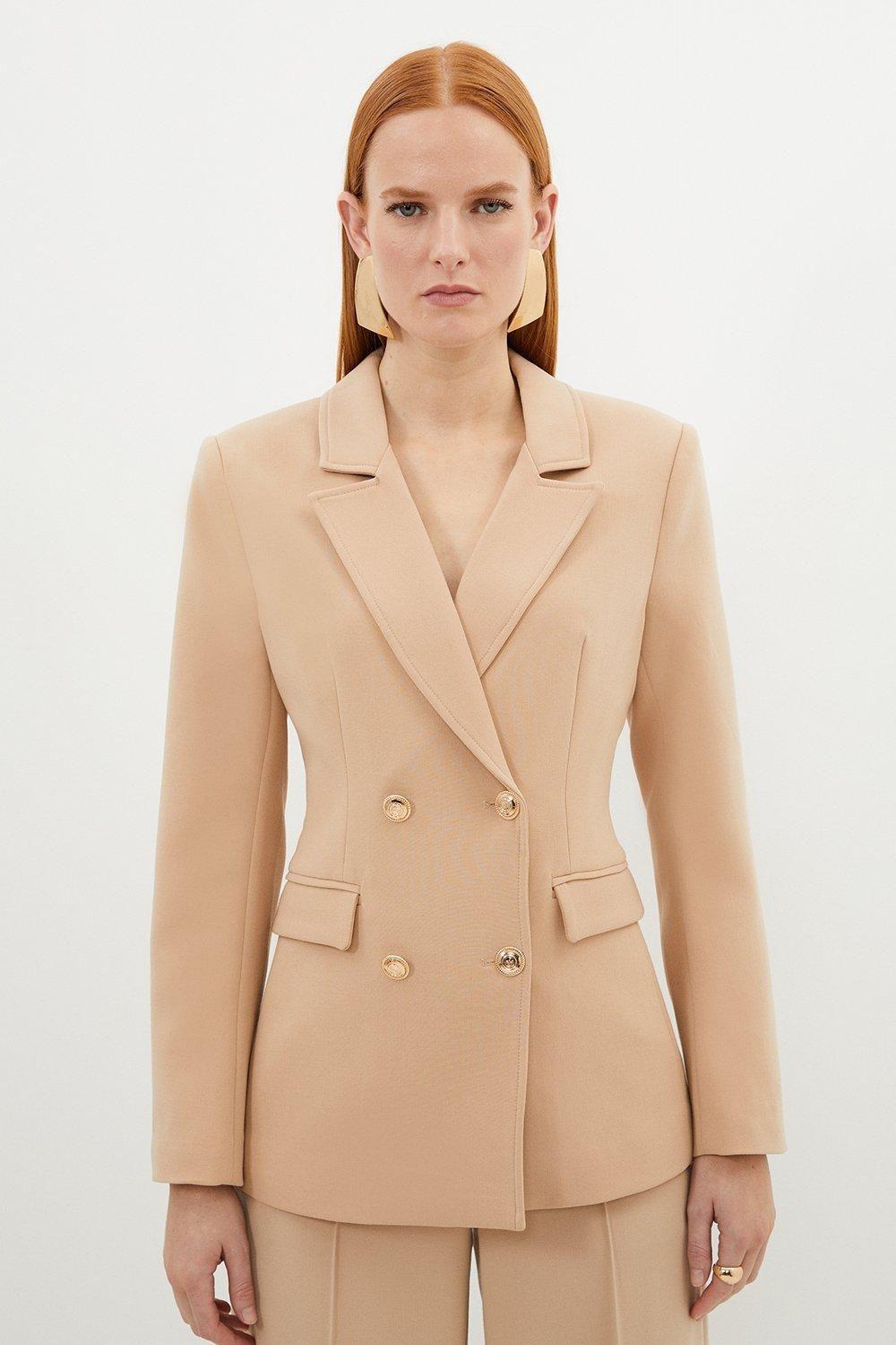 Compact Stretch Essential Tailored Doubled Breasted Blazer by KARENMILLEN