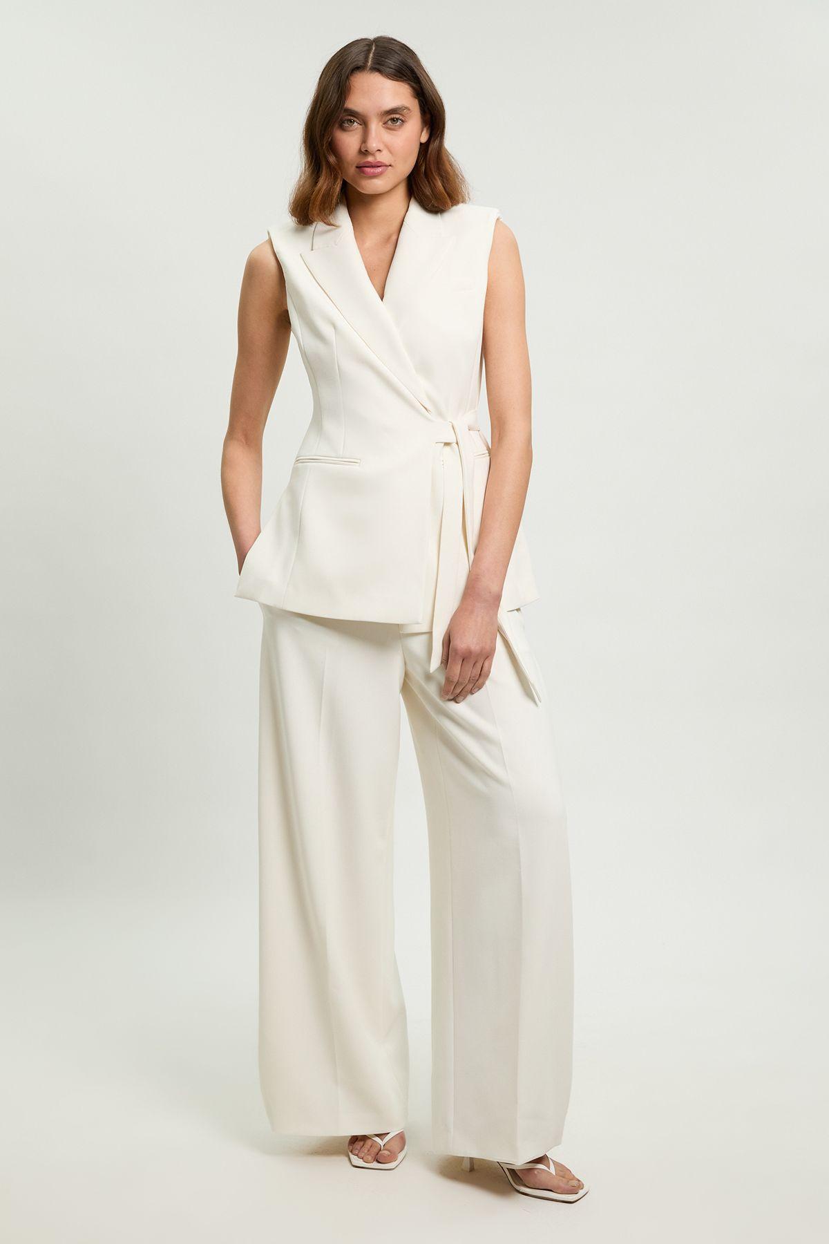 Compact Stretch Tailored Wide Leg Trouser by KARENMILLEN