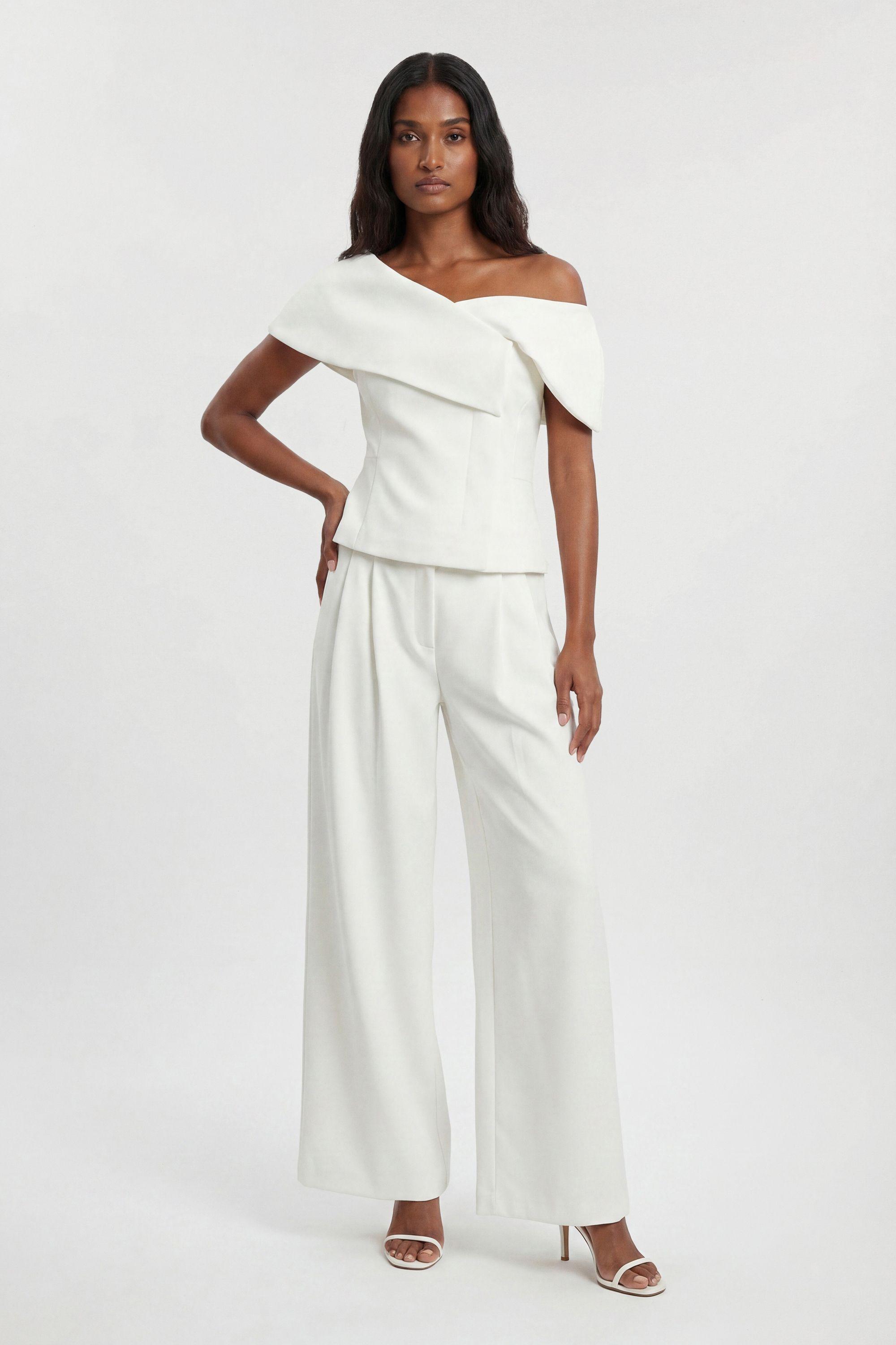 Compact Viscose Stretch Tailored Wide Leg Trouser by KARENMILLEN