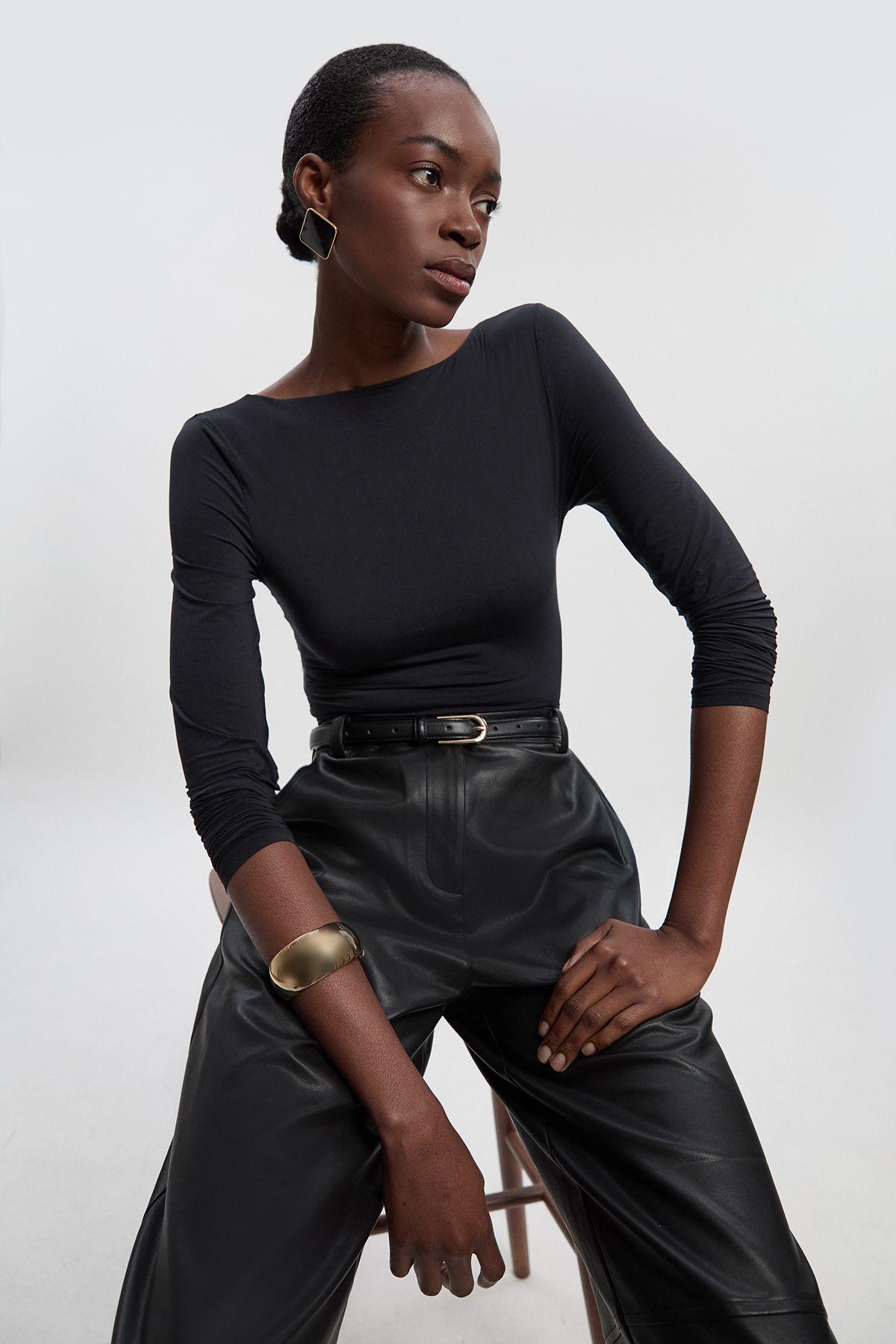 Contour Jersey Scoop Back Long Sleeve T-shirt by KARENMILLEN
