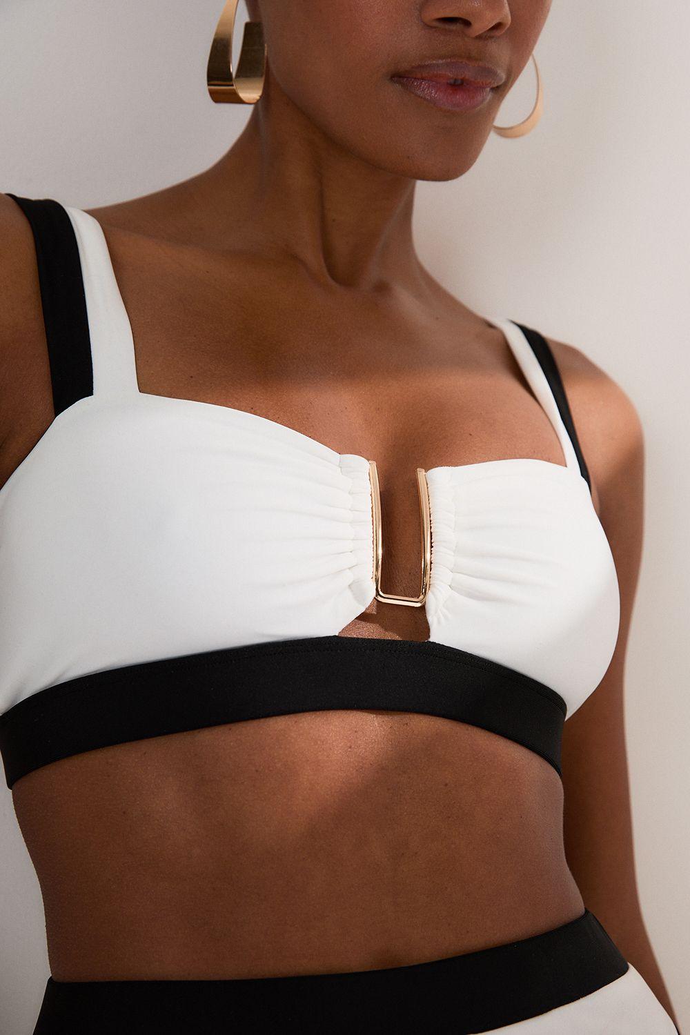 Contrast Trim Bikini Top by KARENMILLEN
