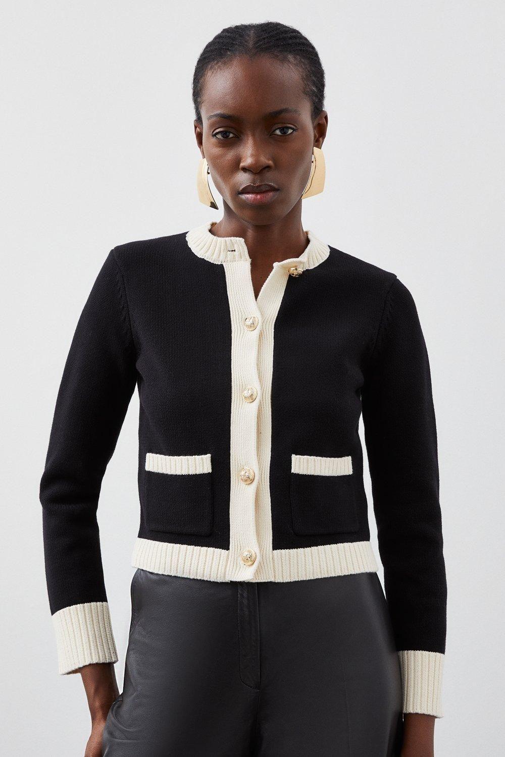Cotton Cropped Knit Boxy Cardigan by KARENMILLEN