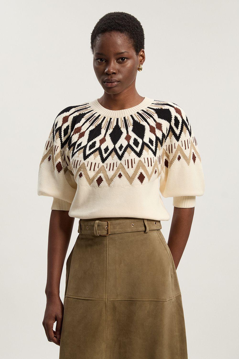 Cotton Fairisle Knit Jumper by KARENMILLEN