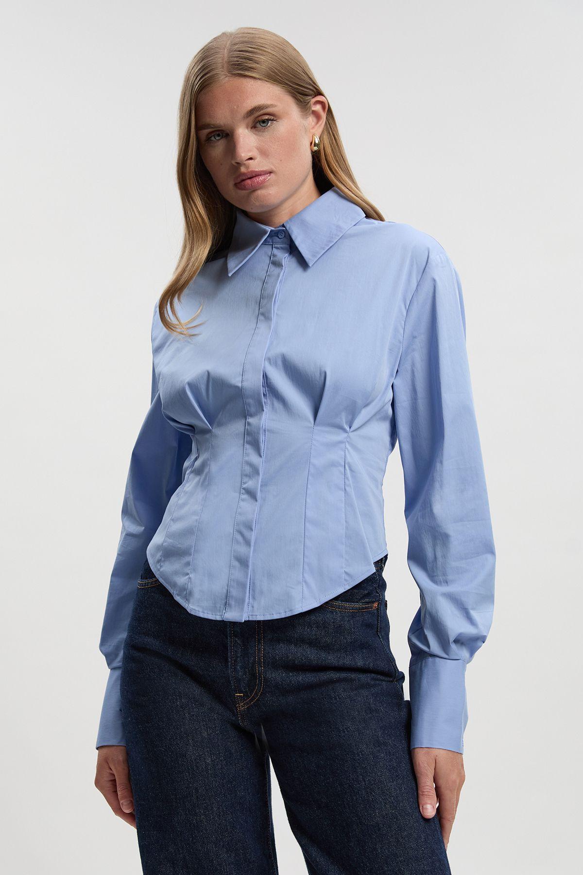 Crepe Pleating Detail Woven Shirt by KARENMILLEN