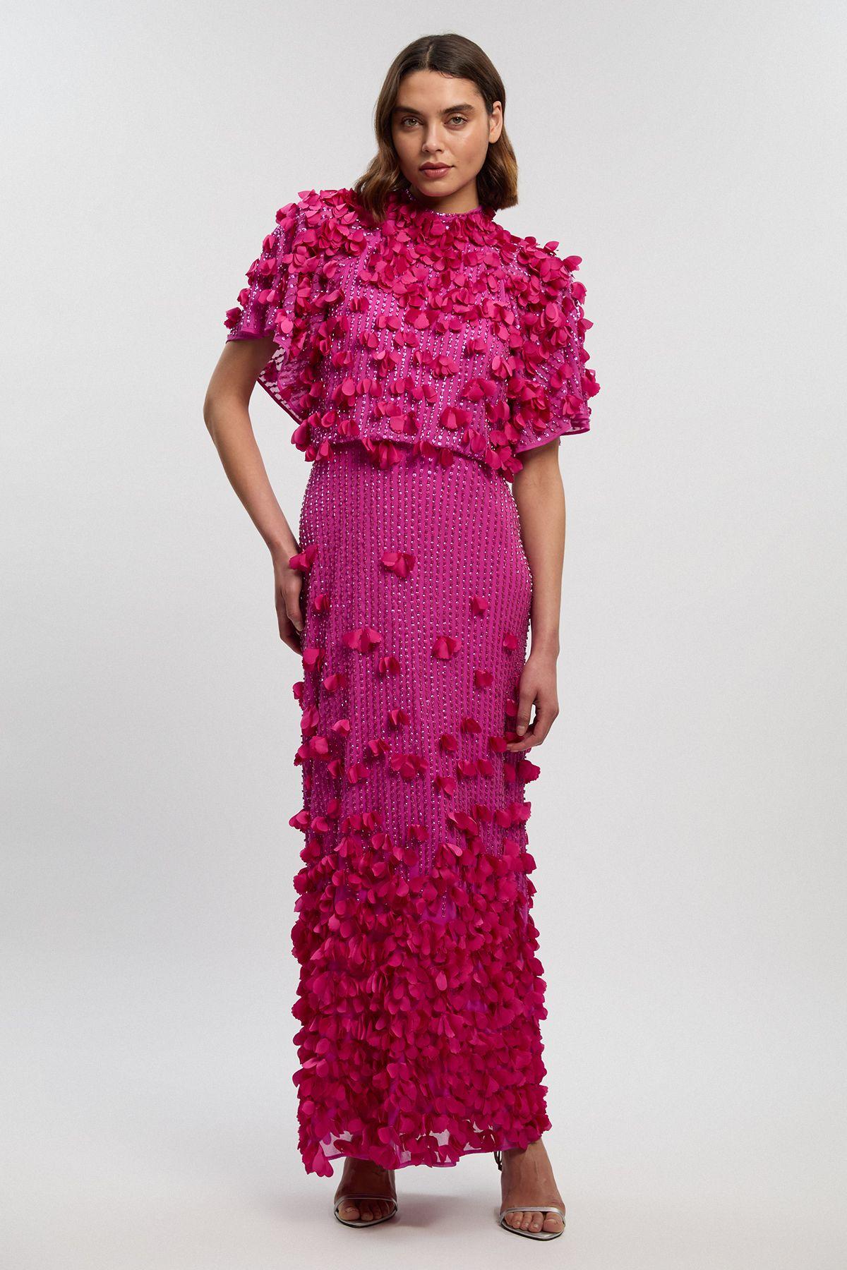 Crystal Applique Angel Sleeve Woven Maxi Dress by KARENMILLEN
