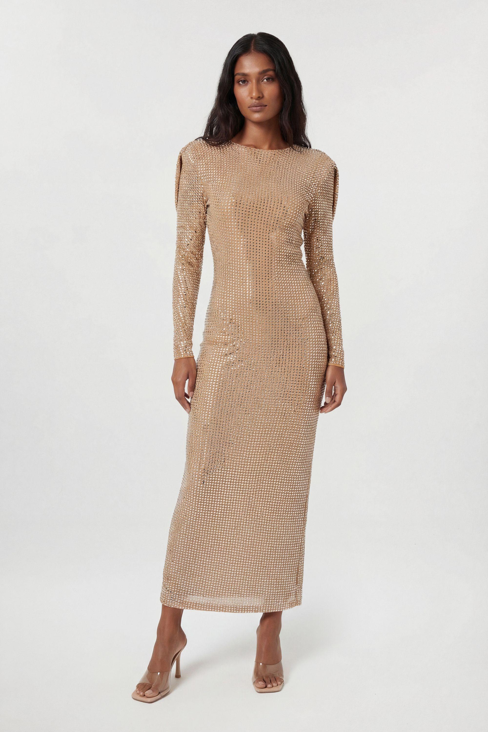 Crystal Embellished Cowl Back Maxi Dress by KARENMILLEN