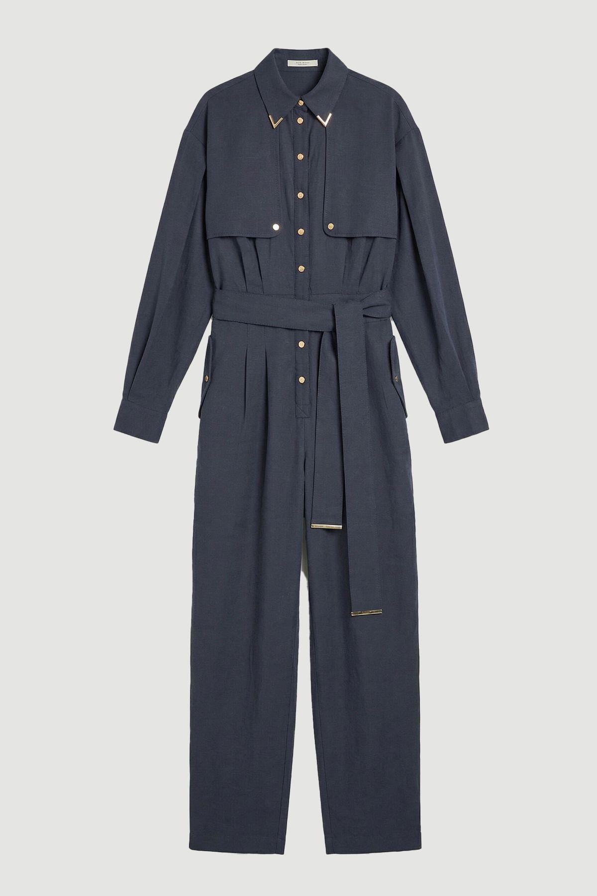 Cupro Utility Twill Woven Jumpsuit by KARENMILLEN