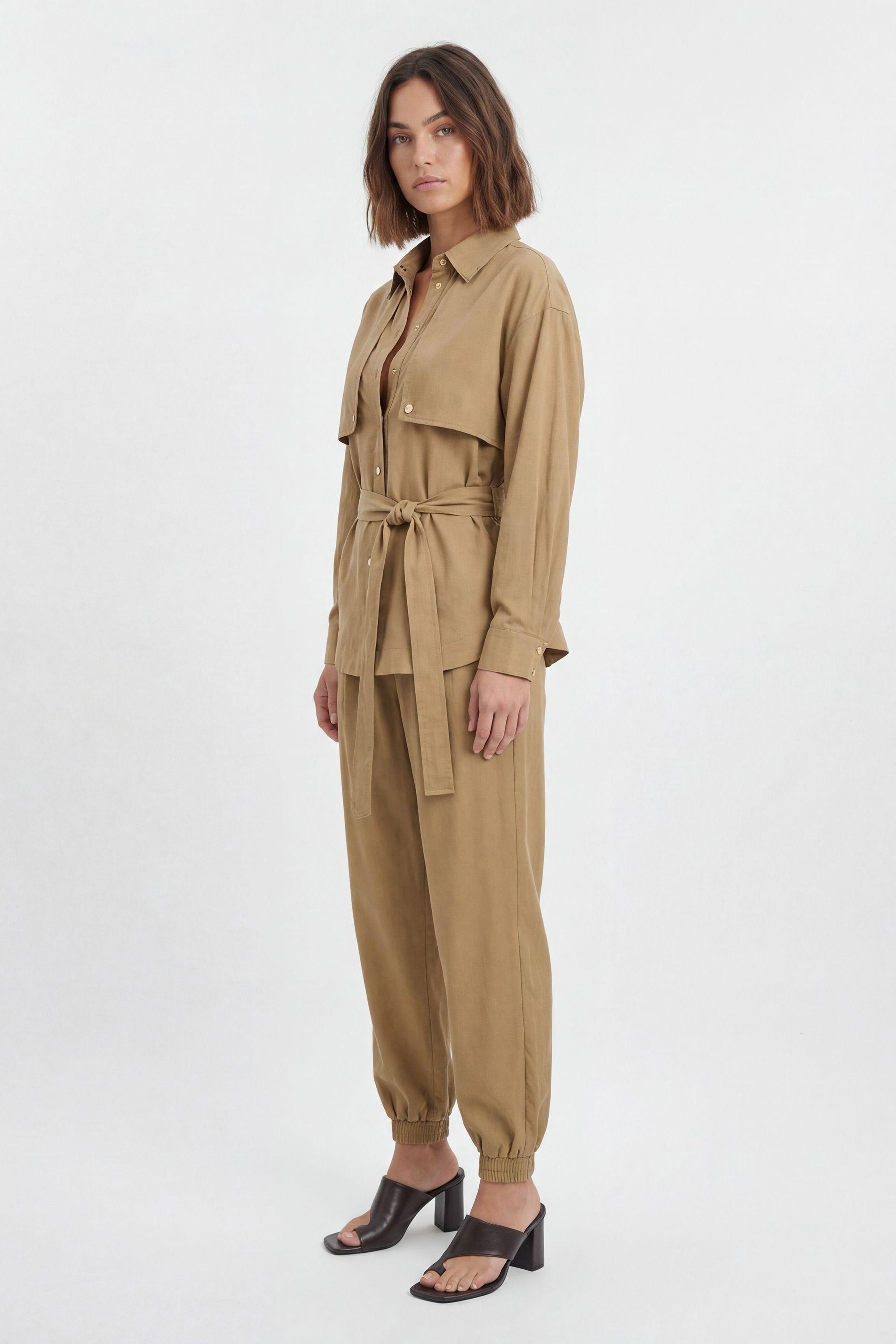 Cupro Utility Twill Woven Shirt by KARENMILLEN