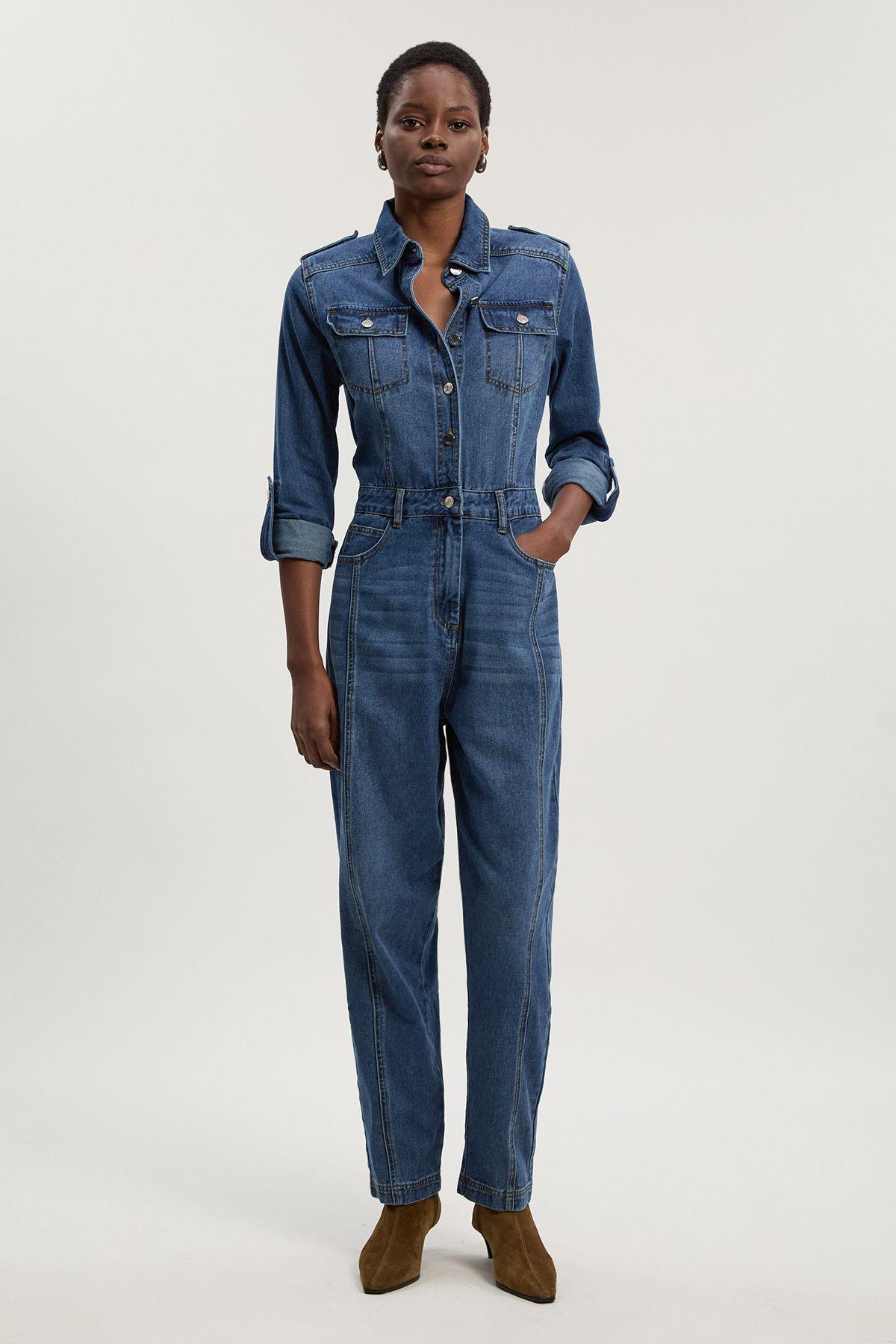 Denim Boiler Jumpsuit by KARENMILLEN
