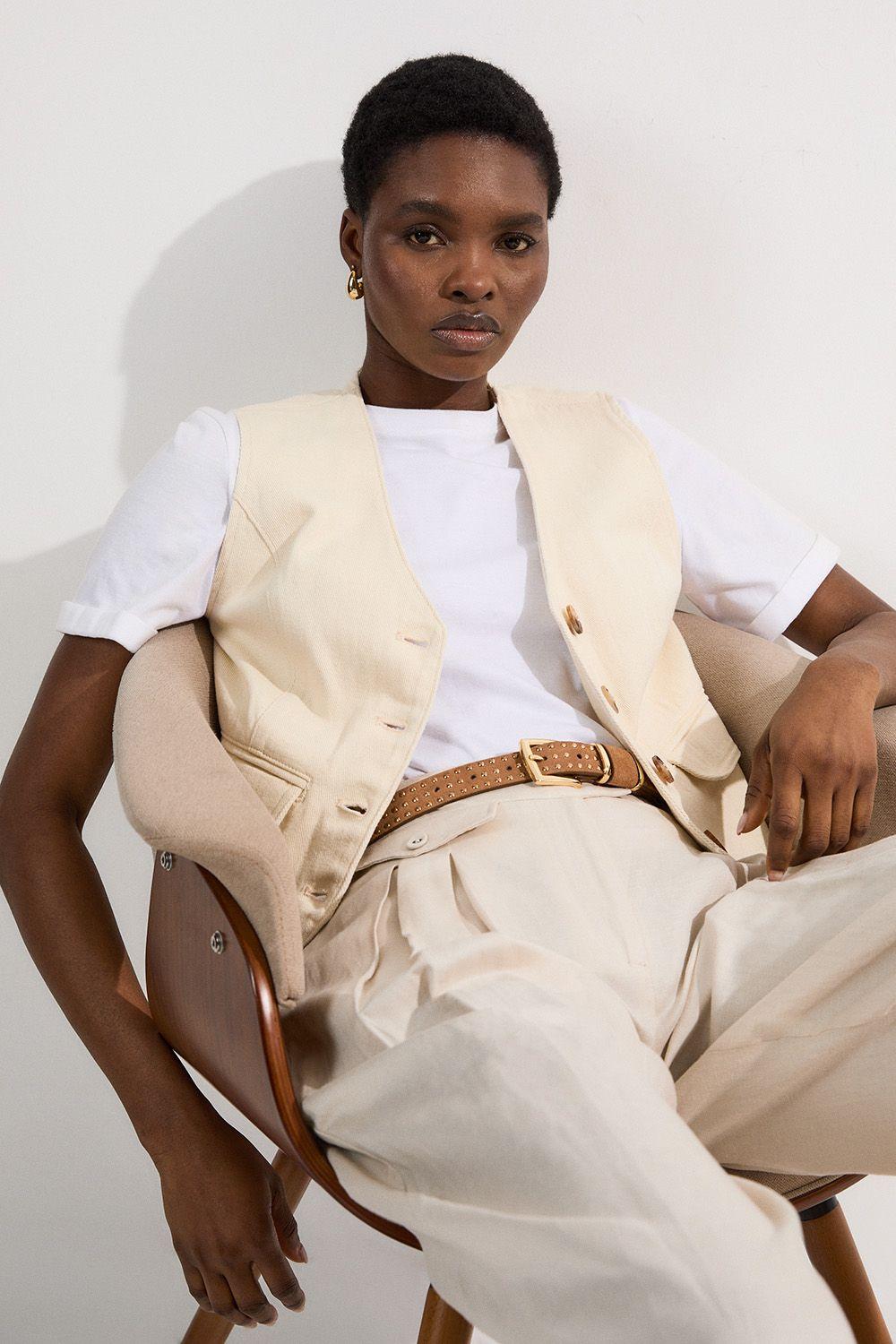 Denim Button Through Waistcoat by KARENMILLEN