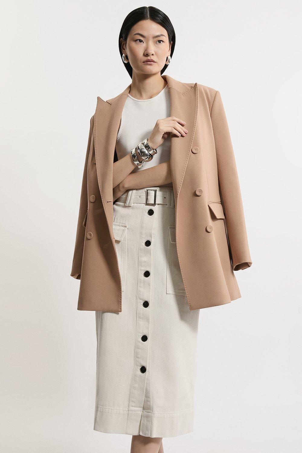 Denim Cargo Pocket Belted Midi Skirt by KARENMILLEN