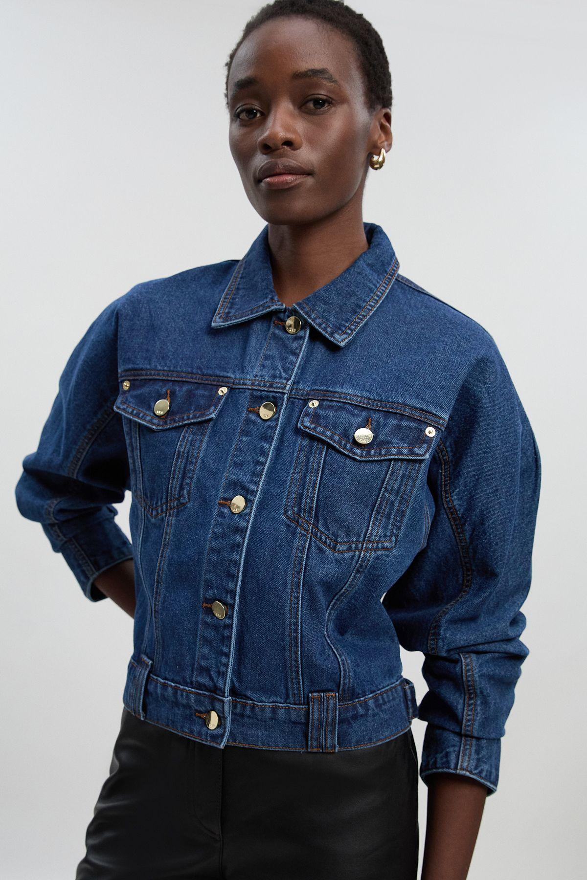 Denim Cropped Jacket by KARENMILLEN