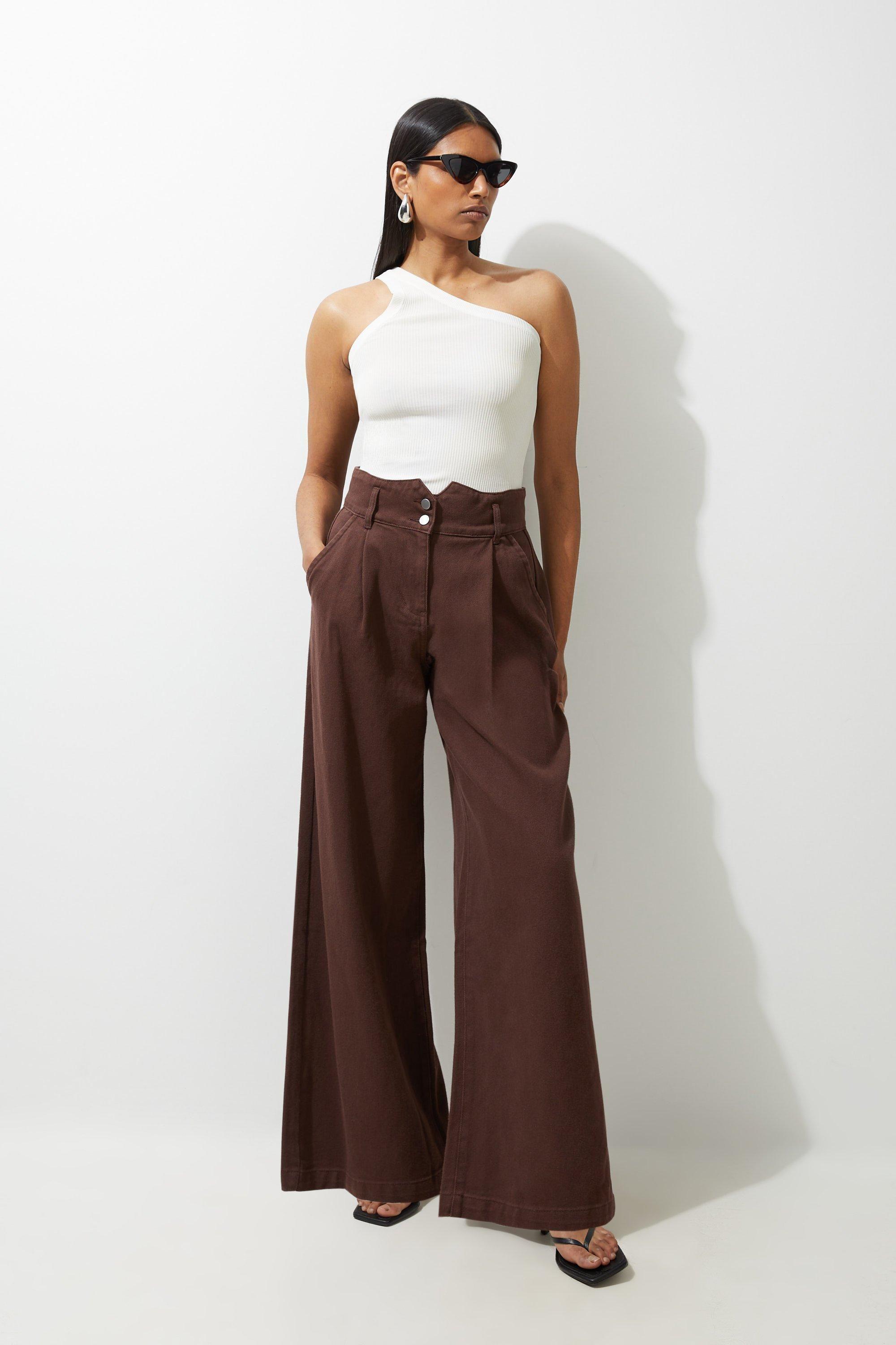 Denim Wide Leg Trousers by KARENMILLEN